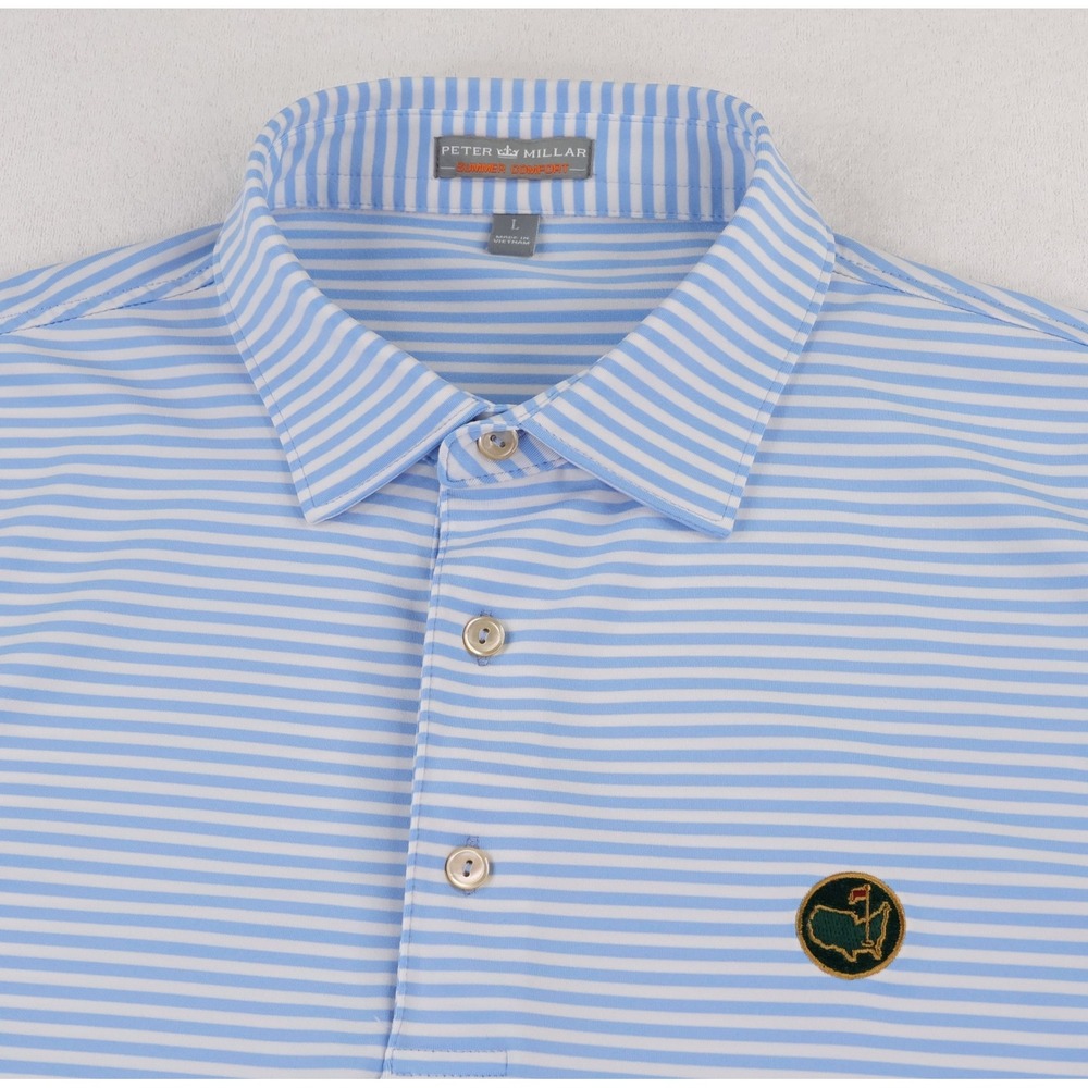 Peter Millar Masters Golf Polo Men Large Blue Summer Comfort Berckmans Place